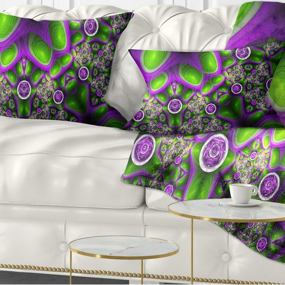 Designart Green Purple Exotic Pattern - Abstract Throw Pillow - 12x20