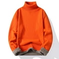 thumbnail image 2 of Iugvhana Fleece Lined Turtleneck Sweaters for Men Winter Warm Thick Long Sleeve Knit Sweater Regular-Fit Solid Sweaters Orange M, 2 of 6