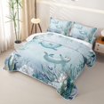 thumbnail image 3 of Erosebridal Watercolor Sea Otter Quilt King for Boys Girls, Blue Kawaii Sealife King Coverlet Set, 3 Pieces, 3 of 7