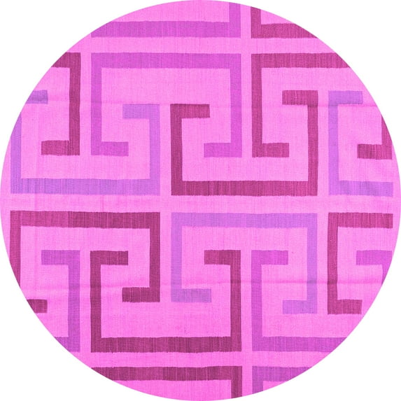 Ahgly Company Indoor Round Abstract Pink Contemporary Area Rugs, 4' Round