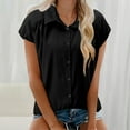 thumbnail image 2 of Camisas de Manga Larga para las Mujeres de Ajuste Suelto de las Mujeres de Algodón de Lino Blusa Casual Cuello en V, Poliéster, 2 of 9