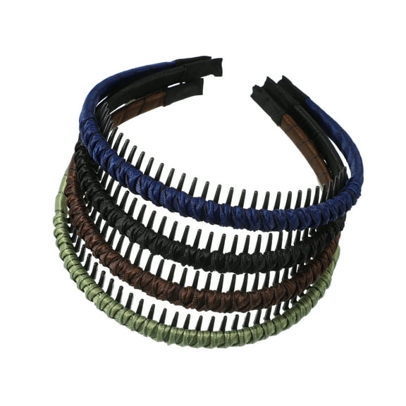 Vocoste 4 Pcs Teeth Comb Headband for Women Deep Brown Black Army Green Deep Blue