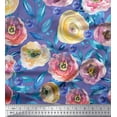 thumbnail image 1 of Soimoi Purple Moss Georgette Fabric Leaves & Pink Floral Print Sewing Fabric BTY 42 Inch Wide, 1 of 1