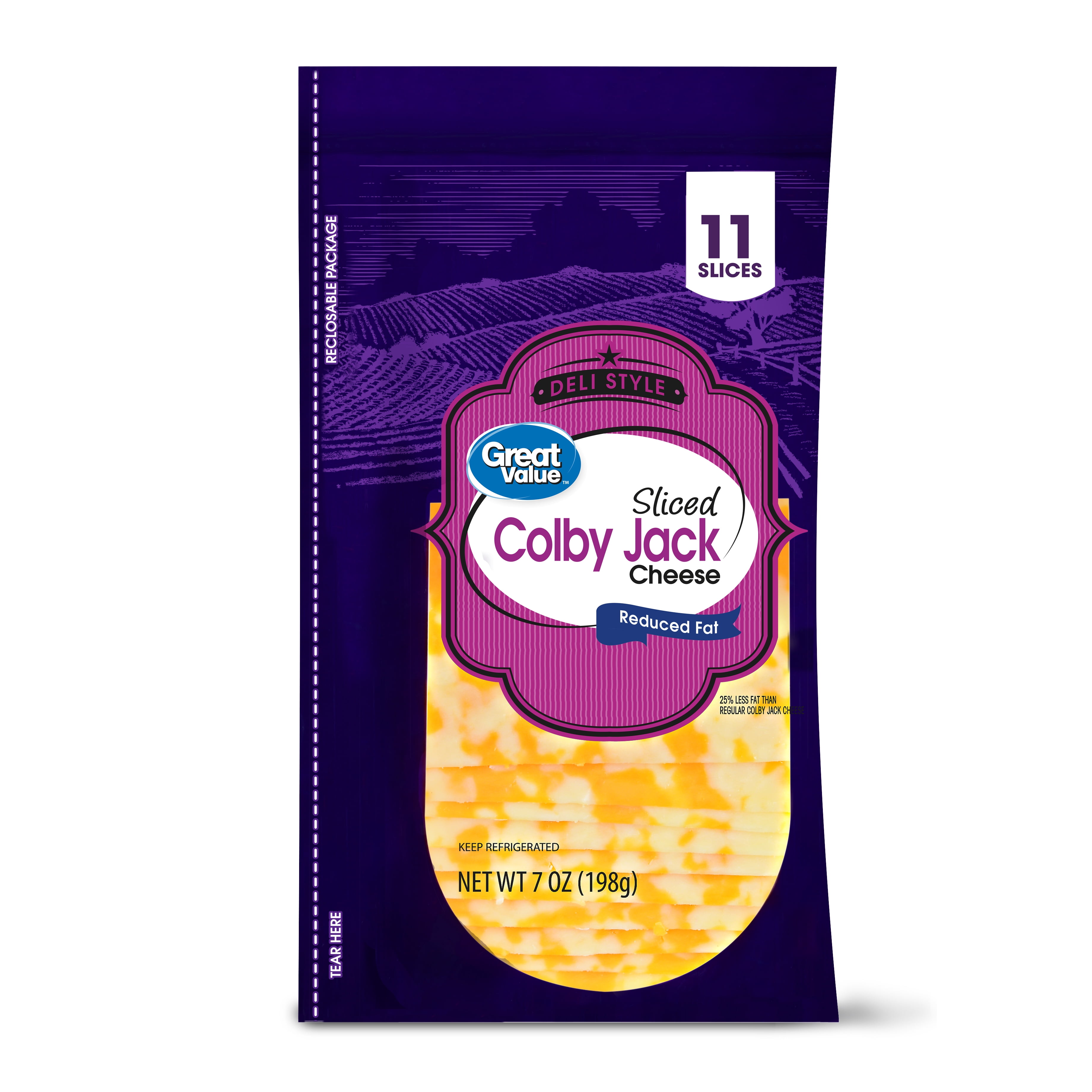 Buy Great Value Deli Style Reduced Fat Monterey Sliced Colby Jack