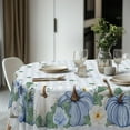 thumbnail image 3 of Fall Tablecloth Thanksgiving Tablecloths Oval 60x120 Inch, Autumn Harvest Plaid Blue Pumpkin Flower Table Cover Waterproof for Fall Thanksgiving Dinning Table Decorations, 3 of 6