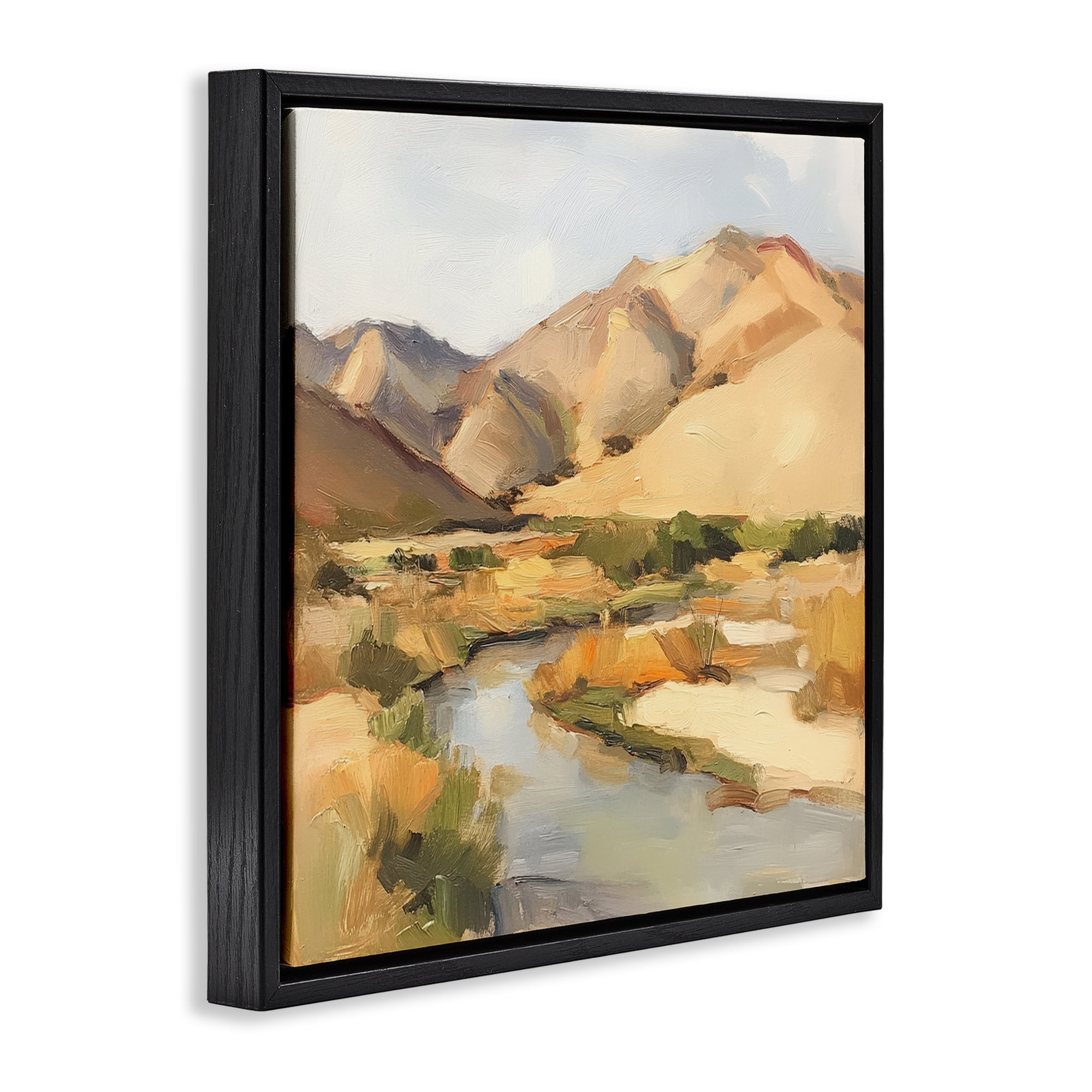 Stupell Industries Wispy Desert River Black Framed Floater Canvas Wall Art, design by Petal Prints Design