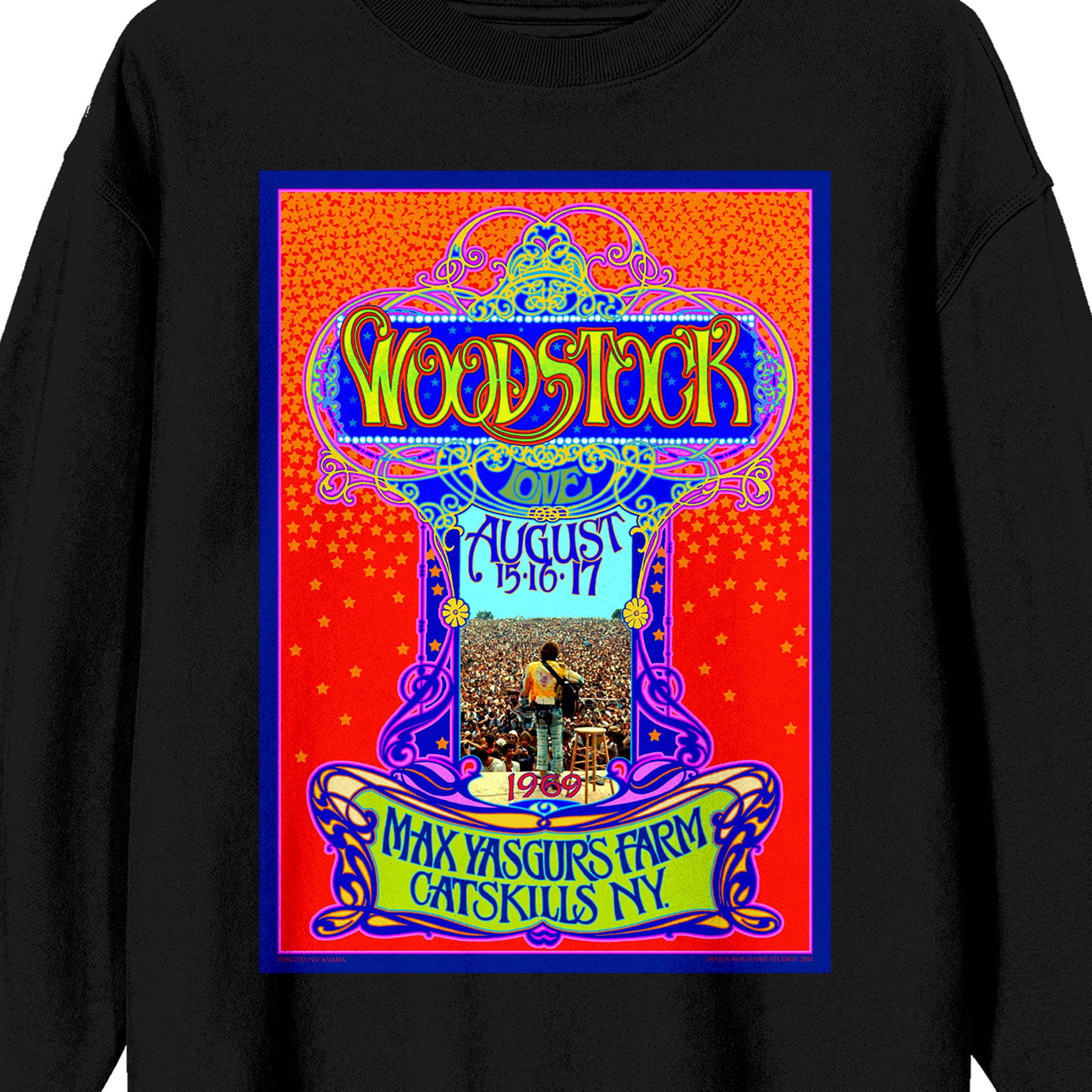 Woodstock Max Yasgur's Farm Vintage Concert Poster Crew Neck Long