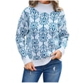 thumbnail image 2 of Hot6sl Women Striped Patchwork Knitted Sweater With Long Sleeved Round Neck Sweater Tops, 2 of 8