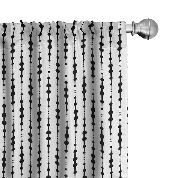 Ambesonne Abstract Curtains, Monochrome Lines Dots, Pair of 28"x63", Black White