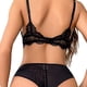 thumbnail image 5 of Conjunto de ropa interior de moda con copas geométricas tipo sándwich, encaje, escote en V profundo, aro de acero suave, sujetador fruncido en los laterales, 5 of 5
