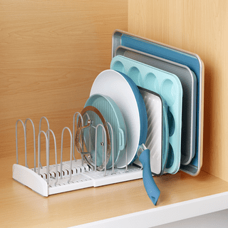 Slideep Lid Organizer, Kitchen Dish Plate Storage Organizer and Drying Rack, Bakeware Pot Lid Rack Holder Organizer, Pantry and Cabinet Holder