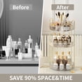 thumbnail image 3 of Organizador de maquillaje giratorio de 360°, almacenamiento de maquillaje para el cuidado de la piel de gran capacidad, organizadores de perfumes de 3 niveles, organizador de tocador cosmético con sop, 3 of 5