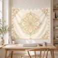 thumbnail image 5 of Golden Mandala with Scrollwork on Ivory Background, Mystical Vintage for Boho Decor Lovers, Elegant Ornamental Wall Art, Housewarming Gift, Tapestry Wall Hanging for Bedroom and Living Room, 5 of 7
