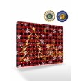 thumbnail image 2 of Merry Christmas Canvas Print Wall Art Vintage Gold Xmas Tree Snowflakes Red Plaid Pictures Painting Morden Artwork for Living Room Bedroom, Ready to Hang - 12"x16", 2 of 6