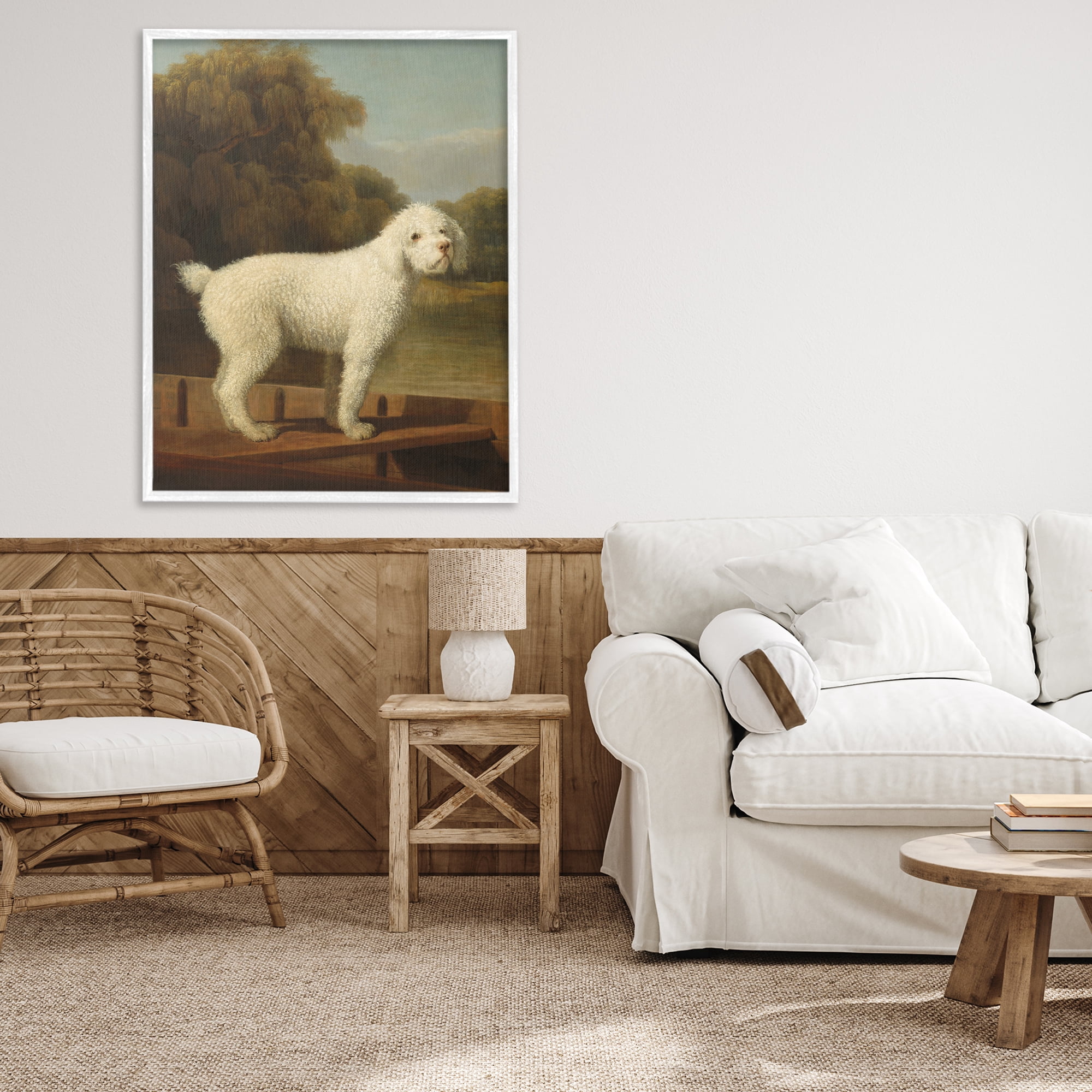 Stupell Industries White Poodle in a Punt White Framed Giclee Art, design by Tina LeCour