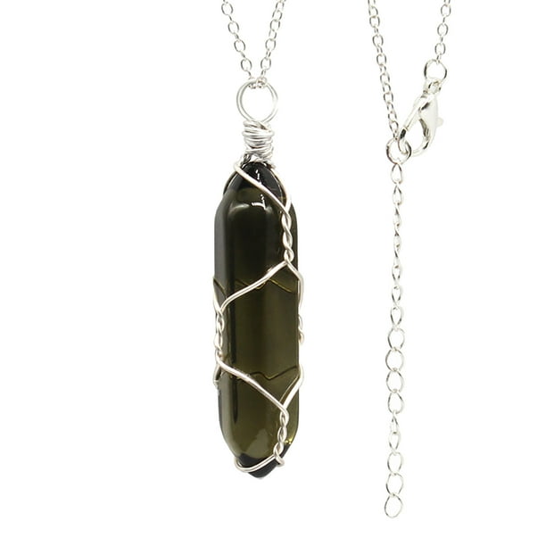 Collar para mujer, joyería para mujer, colgante de cristal de chakra con punta hexagonal de piedra de cuarzo natural para collar.