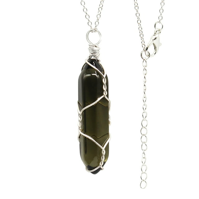 Iumwxz Chakra Crystal Pendant Hexagonal Pointed Natural Quartz Stone For Necklace