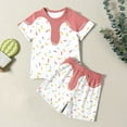 thumbnail image 4 of WOYY Kids Girls Summer Outfits Ice-Cream Print Short Sleeve T-Shirt Shorts Set, Sizes 2-12, 4 of 5