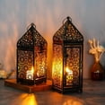 thumbnail image 2 of 1 Farol de Metal Vintage con Luces de Viento, Portavelas, Accesorio de Decoración para el Hogar, Sin Vela ZTFD-48L, 2 of 5