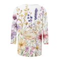 thumbnail image 5 of 3/4 Sleeve Womens Tops Summer 2025 T-Shirts Floral Crewneck Casual Basic Tee Fit Tunic Tops Blouses, 5 of 5