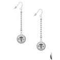 thumbnail image 2 of Delight Jewelry Silvertone Domed Black B Pharm - Silver-tone Long Sparkle Dangle French Earrings, 2 of 4