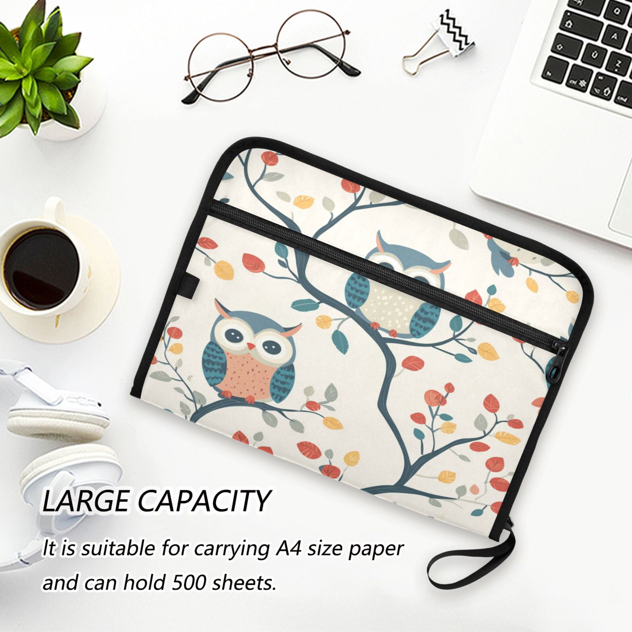 Organ Folder 14.2 x 0.8 x 10.6 Inches 13 Separate Pockets A4 Size Documents Folder A Sort Storage File Manager For The Home Office Colorful Cartoon Owl
