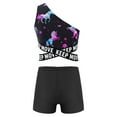 thumbnail image 2 of iiniim Girls Waist Cutout Swimsuit Single Shoulder Crop Top with Elastic Waistband Shorts 8-14 Night Pegasus 14, 2 of 7