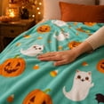 thumbnail image 3 of Halloween Throw Blanket Soft Flannel Fleece,Pumpkin Ghost Haunted House Print Seasonal Fall Home Decor Throw for Sofa Couch Bed Indoor Holiday Party ,All Ages Birthday Gift Halloween Decorations, 3 of 3