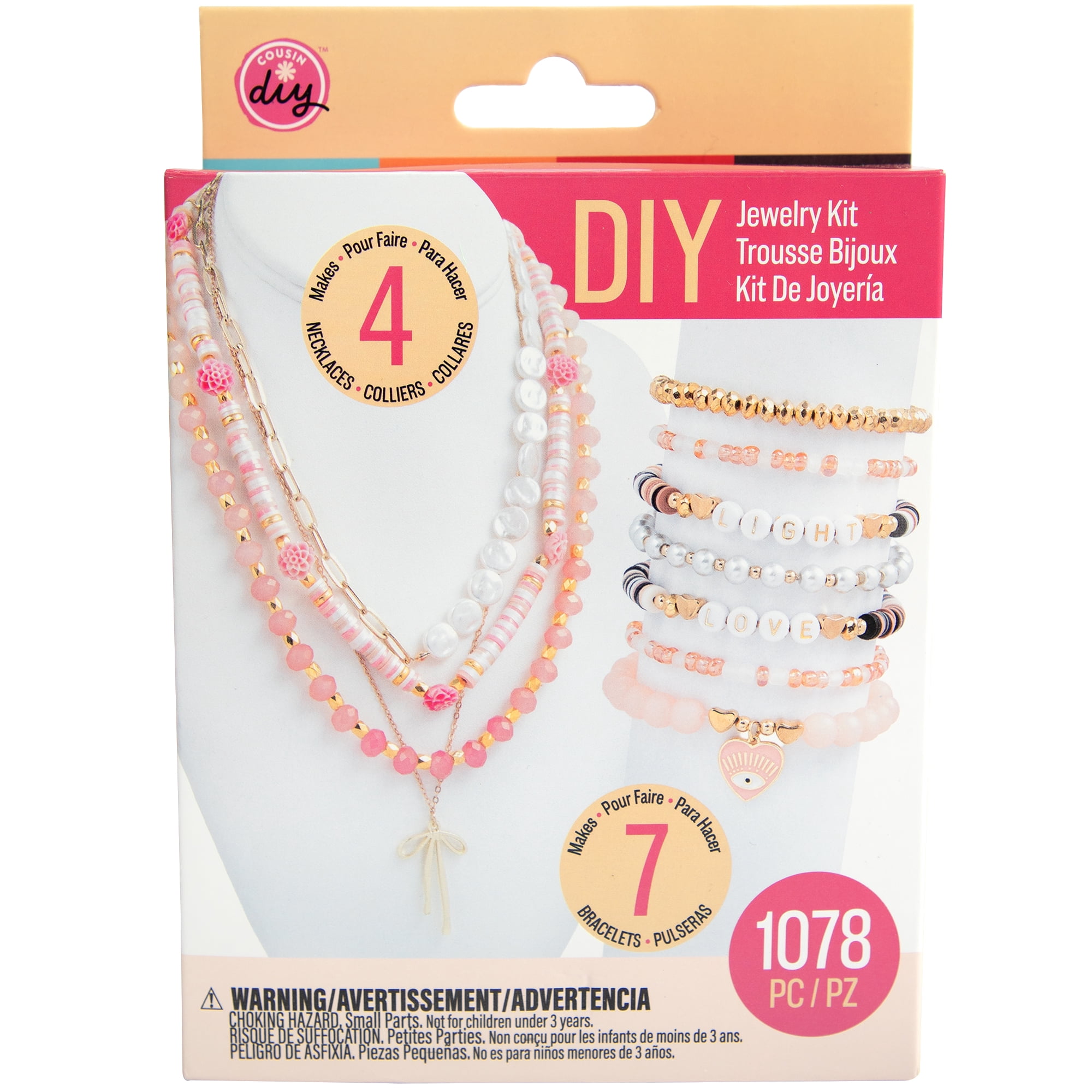 Cousin DIY Jewelry Kit for Making Bracelet & Necklace Stacks - 1,078 Pieces Craft Bundle