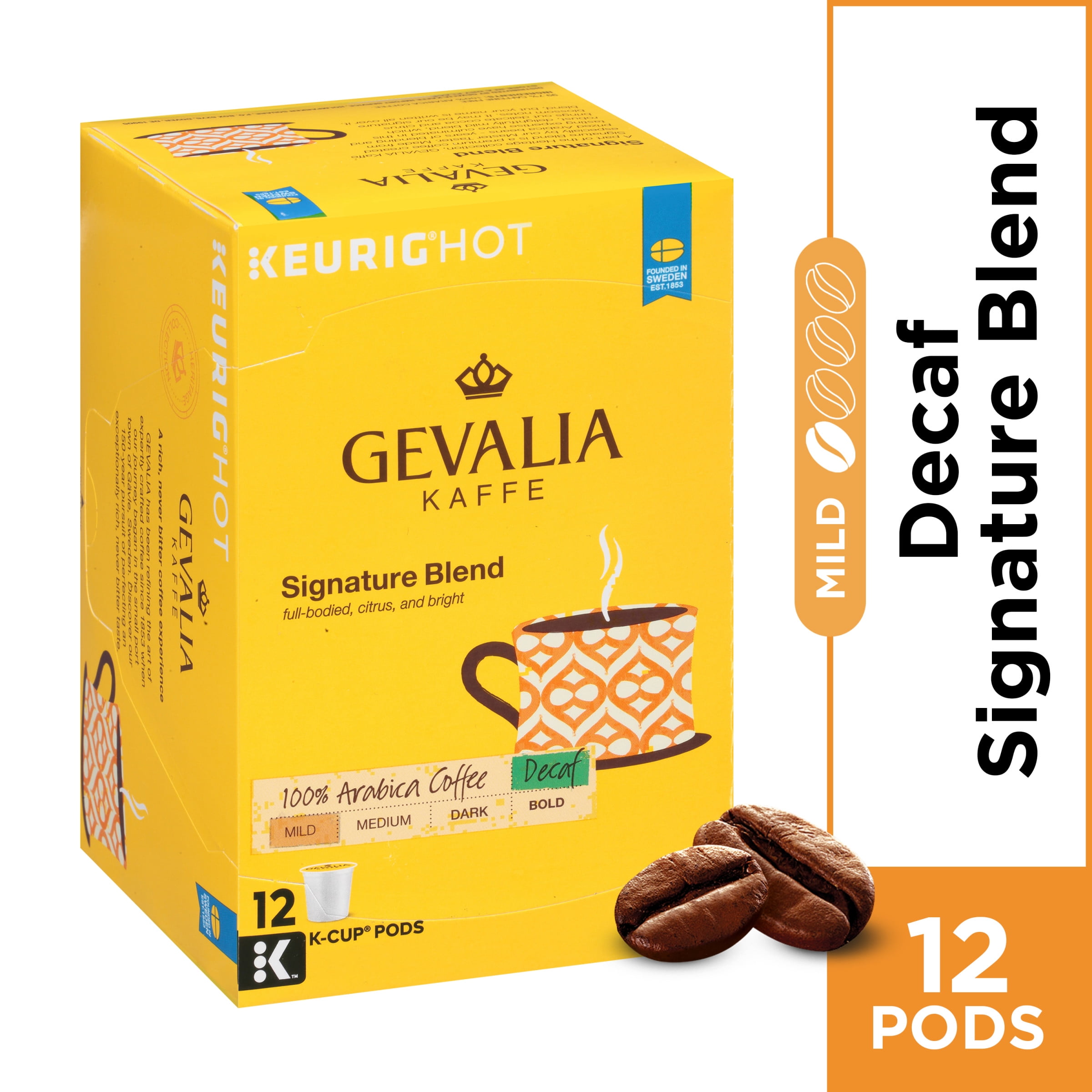 Gevalia Signature Blend Decaf K Cup Coffee Pods, Decaffeinated, 12 ct