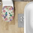 thumbnail image 4 of ZIATUBLE Flower Hummingbird Toilet Lid Seat Cover Easy to Install Toilet Lid Cover Elongated Toilet Seat Covers for Bathroom with Stretch Edges Toilet Seat Cover Protector, 4 of 6
