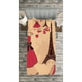 thumbnail image 3 of Ambesonne Heels and Dresses Quilted Bedspread Set 2 Pcs, Retro French, Twin Size, Pale Salmon Dark Brown, 3 of 3
