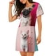 thumbnail image 2 of Balery Colorful Dog Cat Collage Camisón de manga corta con cuello redondo para mujer, cómodo y elegante., 2 of 6