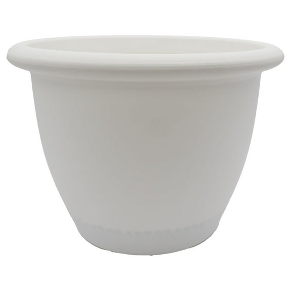 The HC Companies Sevilla Round Self-Watering Pot with Internal Disk, 12 Inch, White