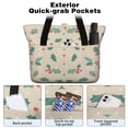 thumbnail image 2 of Tote Bag for Women - Beige Christmas Holly Pattern Shoulder Bag - Large Utility Work Duffle Bag with Zipper Handbag for Travel, Work, Sprots, 2 of 5