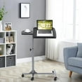 thumbnail image 2 of Giantex Mobile Laptop Stand, Height Adjustable Beside Desk Laptop Rolling Cart w/ Tilting Desktop, Safety Edge Stopper, Side Board, Sit Stand Computer Workstation for Home, Office, School, 2 of 10