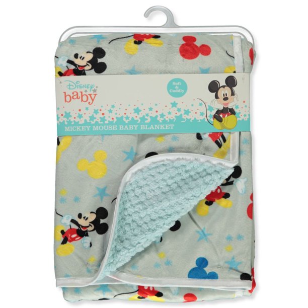 Disney Mickey Mouse Baby Boys' Sherpa Baby Blanket mint multi, one