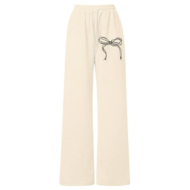 Pantalon Décontracté Athlétique pour Filles avec Nœud et Cordon de Serrage, Coupe Ample, Léger, Jambe Droite, Confort Quotidien