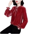 thumbnail image 1 of Timegard Plus Size Tops pour Femmes Volant Manches Longues Col Rond T-Shirt Confortable Automne Hiver Casual Tops, 1 of 3