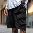 thumbnail image 2 of Men's Summer Outdoor Baggy Shorts Quick Dry Water Resistant Elastic Waist Drawstring Cargo Casual Golf Work Hiking Shorts with Muti Pockets Big and Tall Size 2XL-5XL Black, 2 of 9
