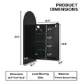 thumbnail image 3 of FKWin Arched Bathroom Medicine Cabinet with Mirror - Aluminum Framed Bathroom Mirror with Storage, Black Mirrored Medicine Cabinet, Wall Surface Mounted, 31.4"H x 15.7"W x 3.9"D, 3 of 9