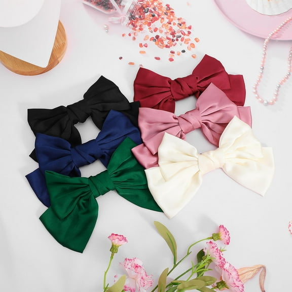 ROSENICE 6Pcs Navy Blue and Black Clips for Women Big Bows with Butterfly Bow Design for Parties