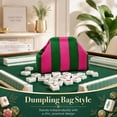 thumbnail image 7 of Large Capacity Striped Mahjong Tile Bag with Dice Pouch, Woven Crossbody Mahjong Organizer, Portable Mahjong Accessories Storage Bag for Women Game Night Gift, Pink Green, 7 of 7