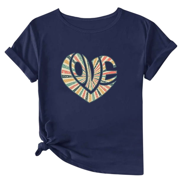Camisetas de Manga Corta para Mujeres, Camiseta de Cuello Redondo Impresa de Moda, Primavera Y Verano Casual