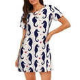 thumbnail image 1 of Fotbe Seahorses and Hearts Bata de Dormir para Mujer con Estampado, Camisón de Algodón de Manga Corta, Ropa de Dormir Casual, 1 of 6