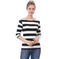 thumbnail image 3 of Disfraz de navidad Camisecon mangas de codo pamujer Camisebásiinformal con cuello de barco y corte ajustado Negro Blanco 3XL, 3 of 6