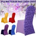 thumbnail image 2 of CAROOTU Chair Cover with 3D Rose Petals Pattern Multicolor for Wedding Rosette Banquet Wedding Dining Chair Covers, 2 of 7