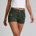thumbnail image 7 of Noric Women's Denim Shorts Stretchy Slim Fit Cargo Pockets Button Casual Summer Beach Hot Pants, 7 of 7