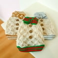 thumbnail image 3 of Colección de suéteres para mascotas Otoño e invierno Ropa cálida con lazo y hebilla de madera Ropa para perros y gatos Tejido hueco, 3 of 6