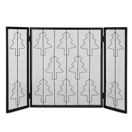 

Costway Folding 3 Panel Steel Fireplace Screen Doors Heavy Duty Christmas Tree